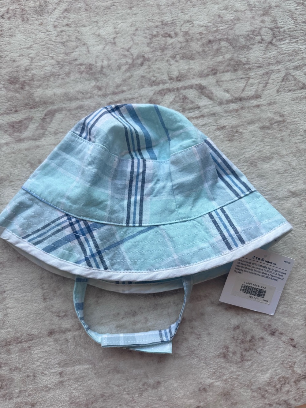 Janie and Jack baby boy Sunhat plaid 3-6m nwt